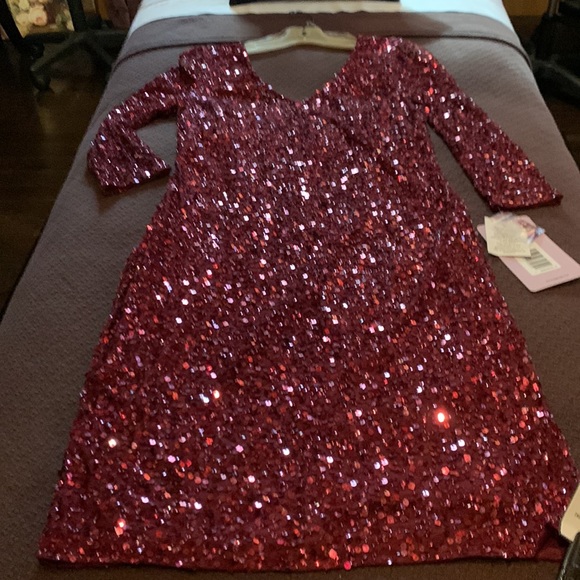 JS Colleo Garnet colored sequin dress - Picture 3 of 8